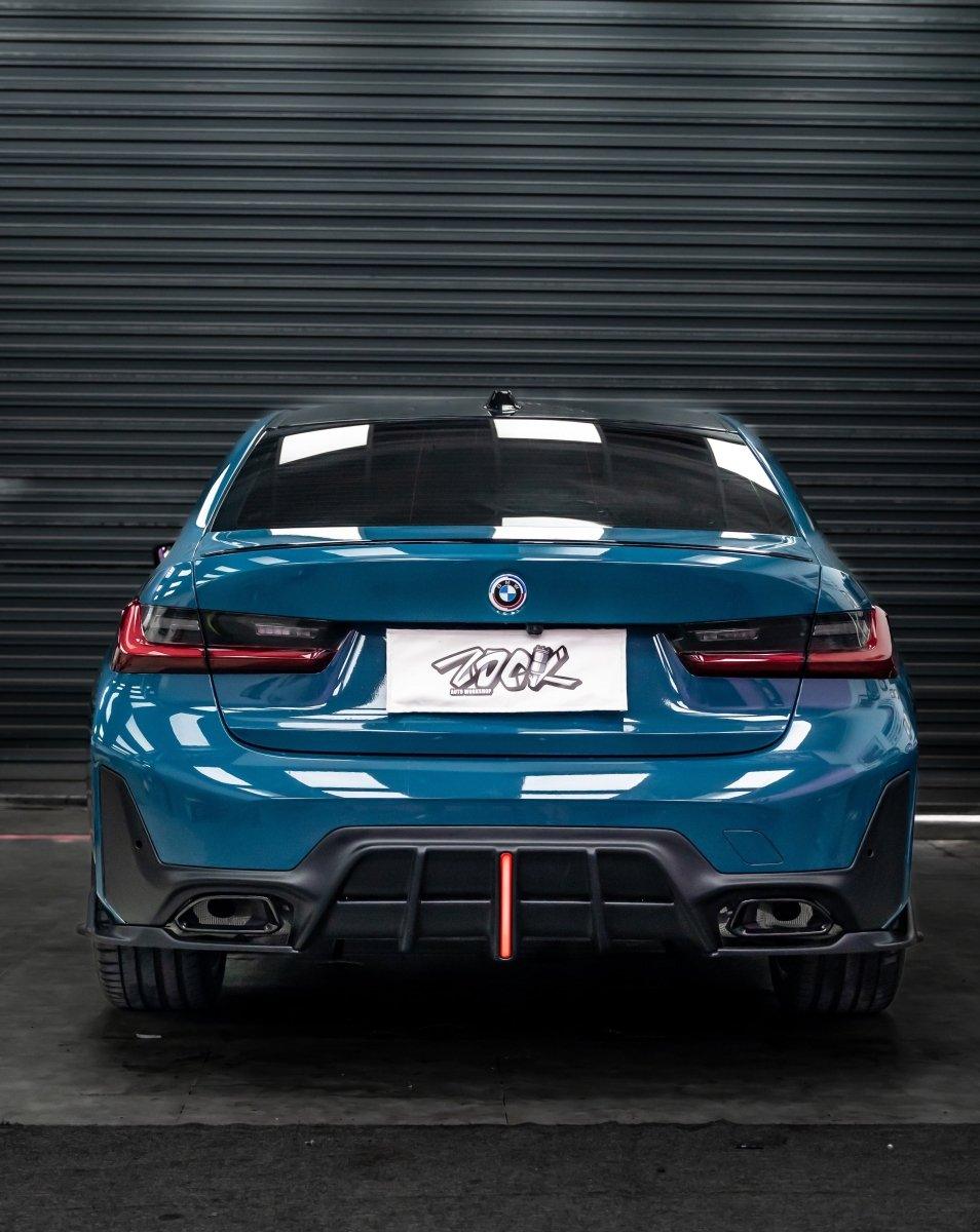 BMW 3 Series 330i (With M-Package Bumper, does not fit base model) M340i G20 G21 LCI 2023 2024?with Aftermarket Parts - Plustic?Style?Rear Diffuser & Canards ABS from ArmorExtend
