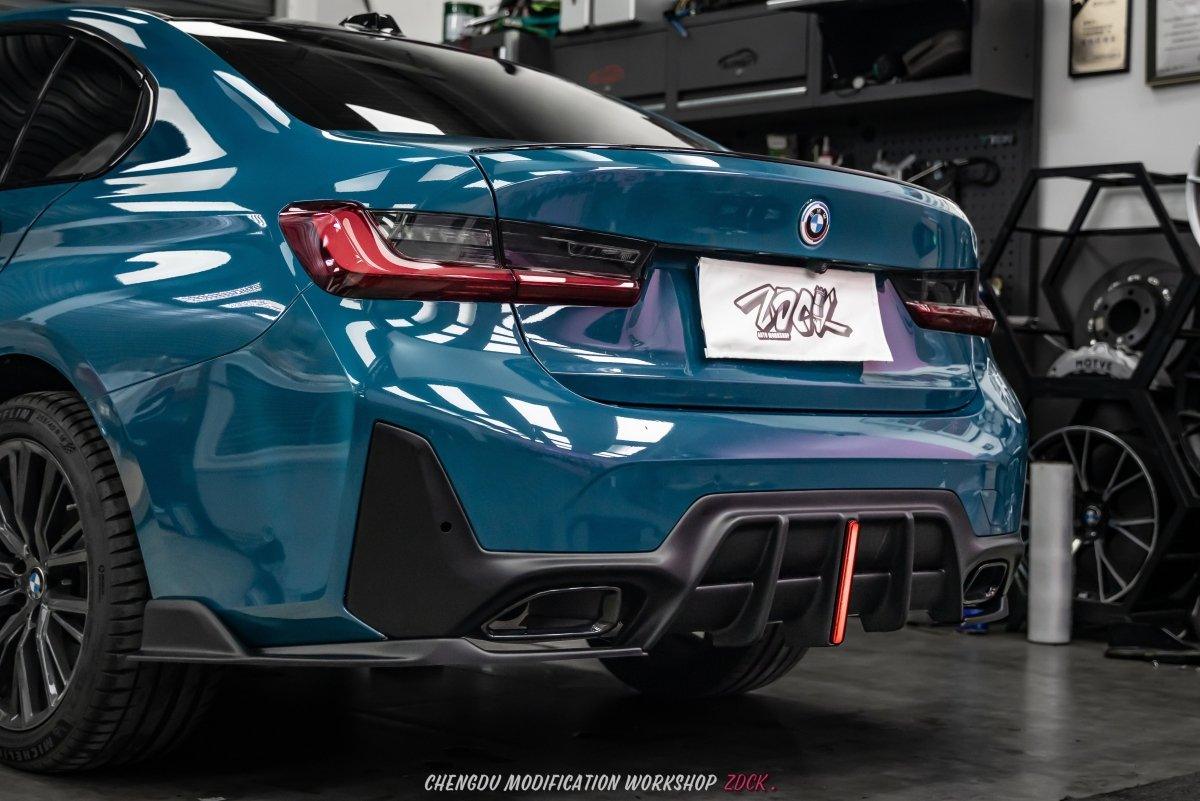 BMW 3 Series 330i (With M-Package Bumper, does not fit base model) M340i G20 G21 LCI 2023 2024?with Aftermarket Parts - Plustic?Style?Rear Diffuser & Canards ABS from ArmorExtend