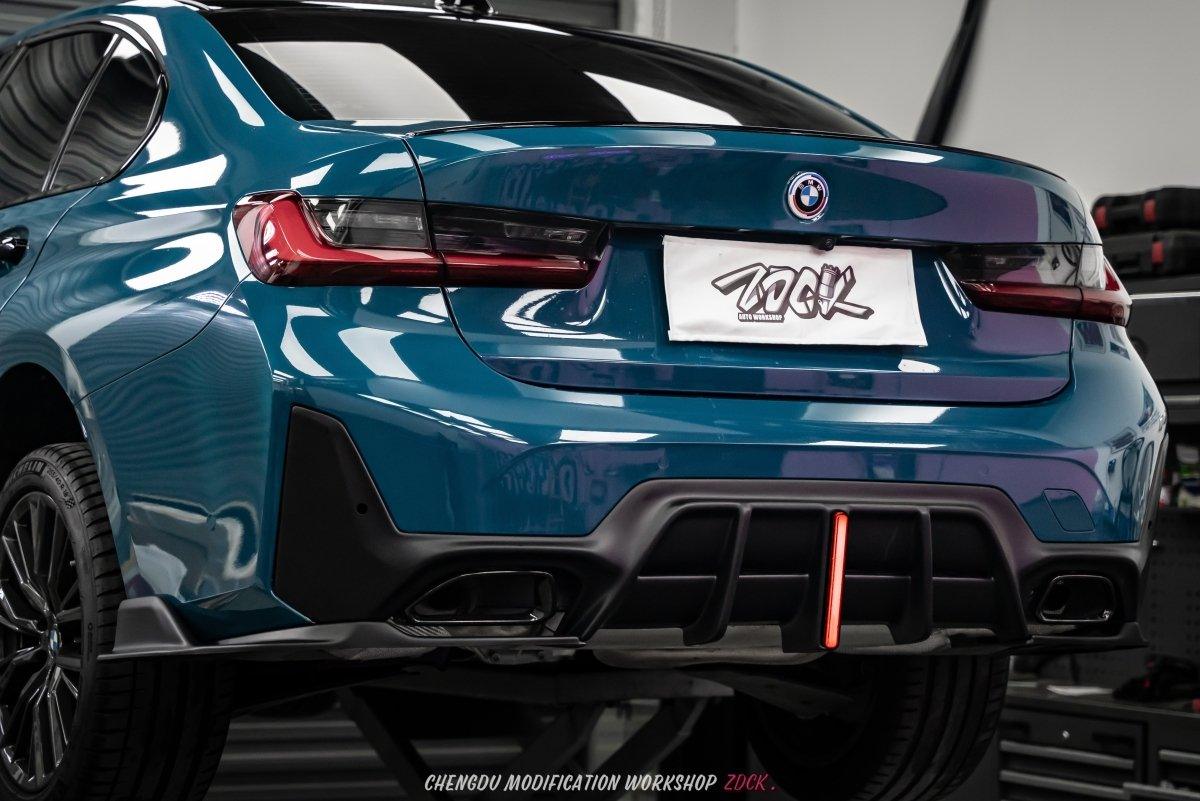 BMW 3 Series 330i (With M-Package Bumper, does not fit base model) M340i G20 G21 LCI 2023 2024 with Aftermarket Parts - Plustic Style Rear Diffuser & Canards ABS from ArmorExtend