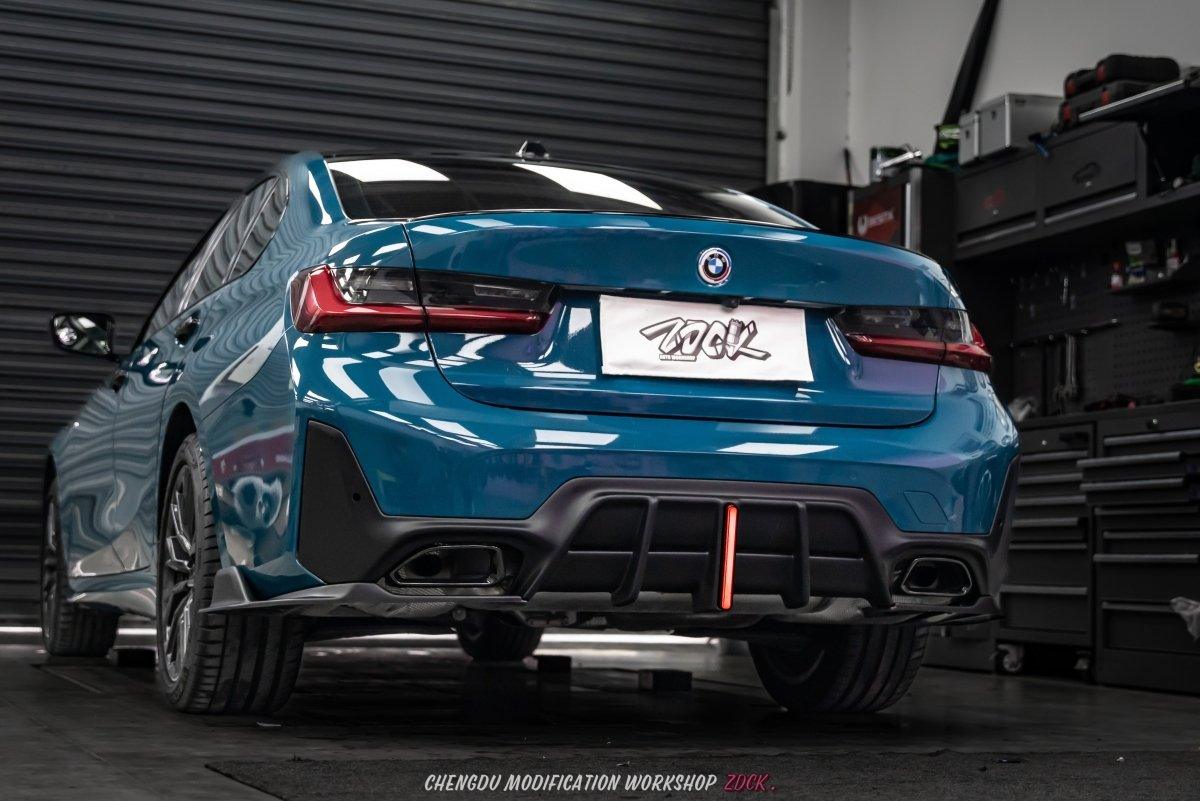 BMW 3 Series 330i (With M-Package Bumper, does not fit base model) M340i G20 G21 LCI 2023 2024?with Aftermarket Parts - Plustic?Style?Rear Diffuser & Canards ABS from ArmorExtend