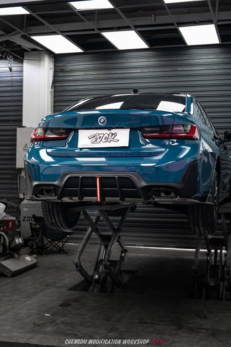 BMW 3 Series 330i (With M-Package Bumper, does not fit base model) M340i G20 G21 LCI 2023 2024?with Aftermarket Parts - Plustic?Style?Rear Diffuser & Canards ABS from ArmorExtend