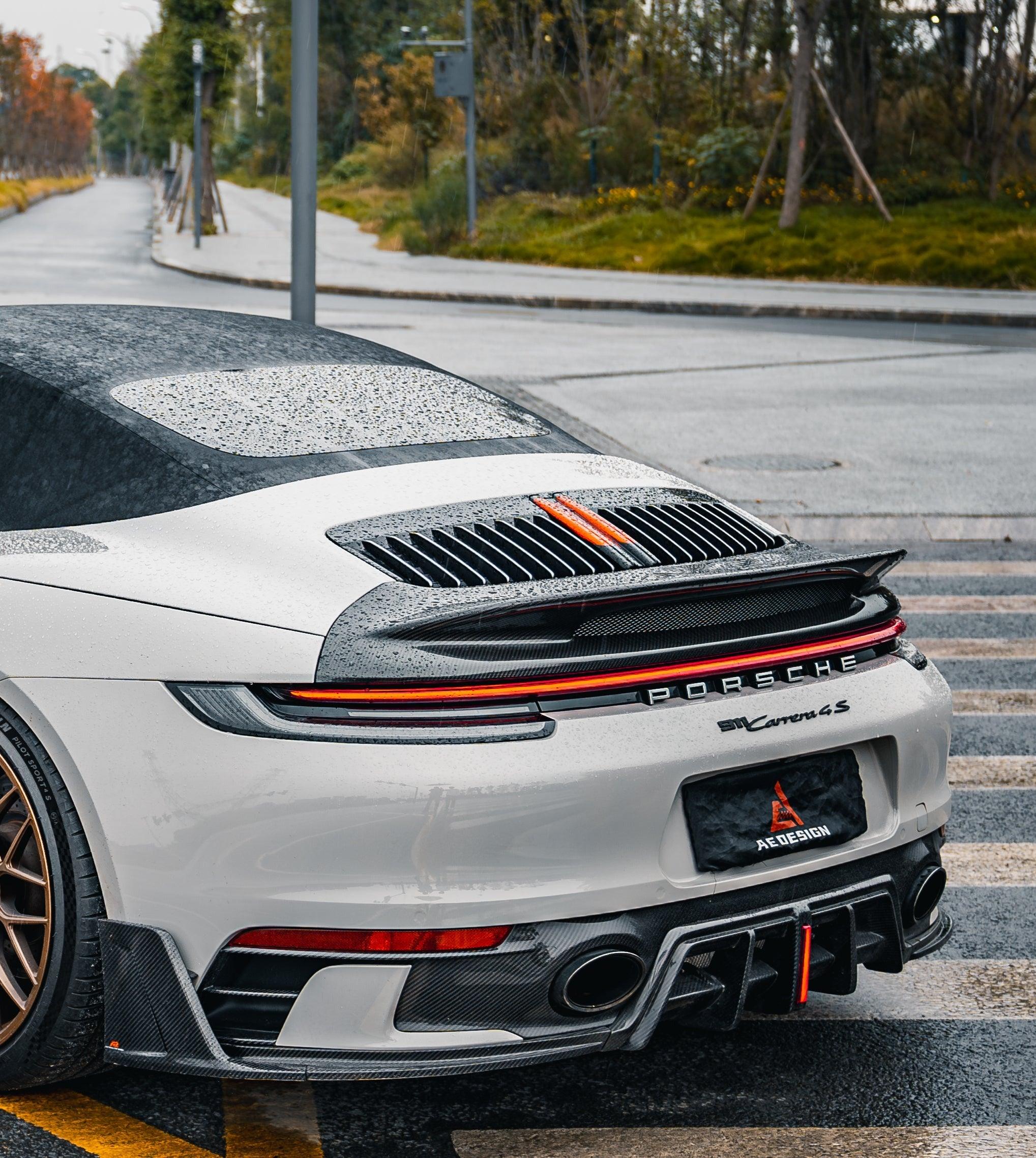 Porsche 911 992 Carrera/4/S/4S 2020-ON with Aftermarket Parts-ART Style Carbon Fiber Rear Diffuser Replacement - Armorextend