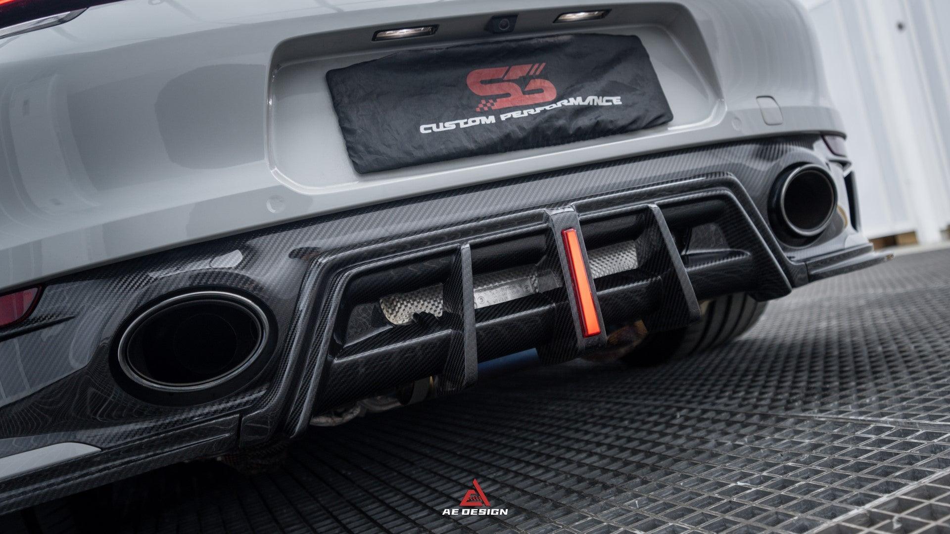 Porsche 911 992 Carrera/4/S/4S 2020-ON with Aftermarket Parts-ART Style Carbon Fiber Rear Diffuser Replacement - Armorextend