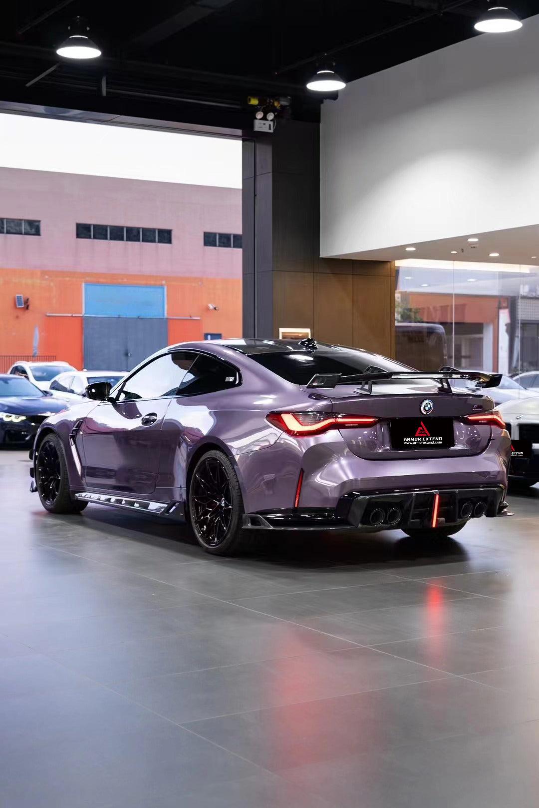 BMW M3 G80 G81 2021 2022 2023 2024 & M4 G82 G83 2021 2022 2023 2024 with Aftermarket Parts - AE Style Side Skirts Carbon Fiber?from ArmorExtend