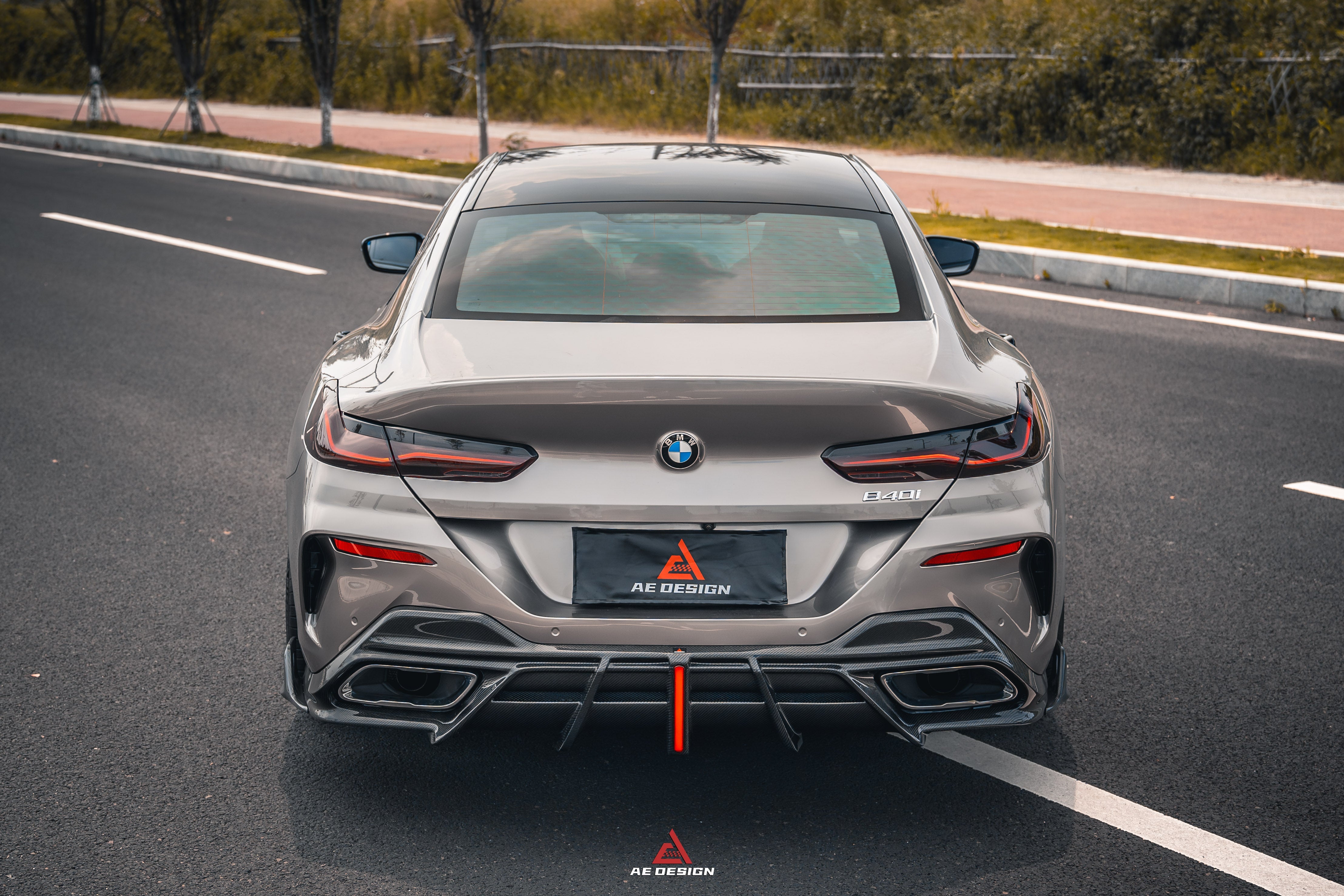 BMW 8 Series M850i 840i (With M-Package Bumper) G14 G15 G16 2018 2019 2020 2021 2022 2023 2024 with Aftermarket Parts - AE Rear Diffuser & Canards?Carbon Fiber from?ArmorExtend