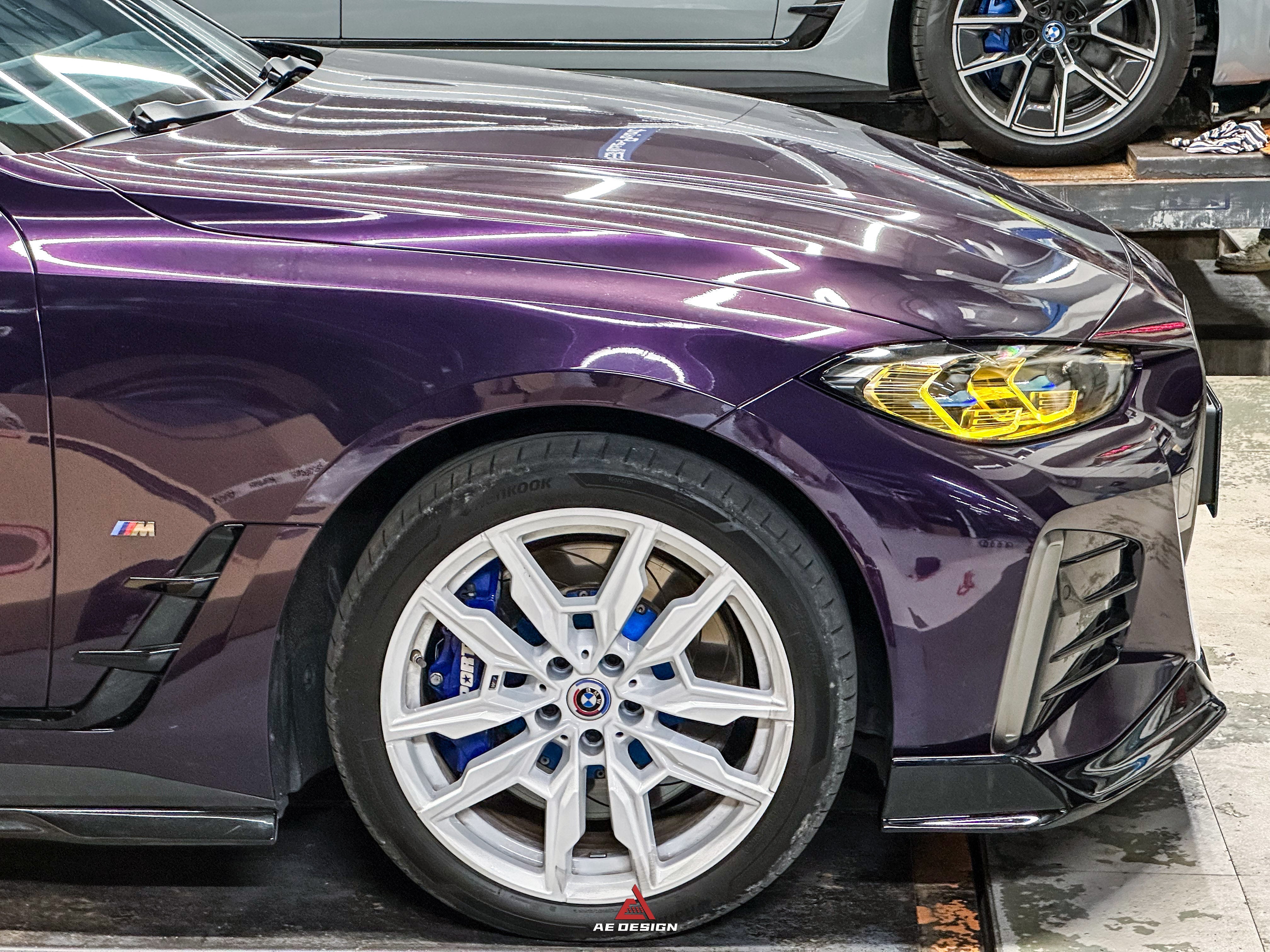 BMW I4 M50 / e Drive 40 (with M-package bumper, does not fit base model) I4 M50 / e Drive 40 & 4 Series Gran Coupe M440i 430i (with M-package bumper, does not fit base model) G26 2022 2023 2024 with Aftermarket Parts - AE Style Front Lip?Carbon Fiber / ABS from ArmorExtend