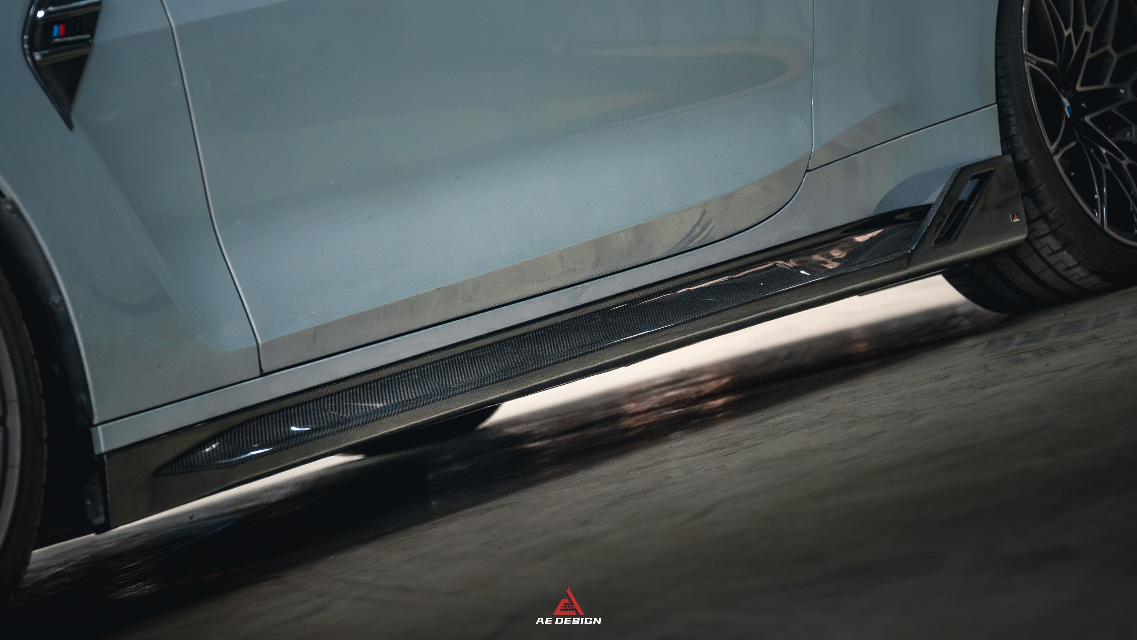 BMW M3 G80 G81 2021 2022 2023 2024 & M4 G82 G83 2021 2022 2023 2024 with Aftermarket Parts - AE Style Side Skirts Carbon Fiber?from ArmorExtend