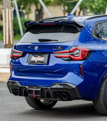 BMW X3M X3MC (F97) LCI 2022 2023 2024 with Aftermarket Parts - Rear Roof Spoiler Pre-preg Carbon Fiber from BCTXE Tuning