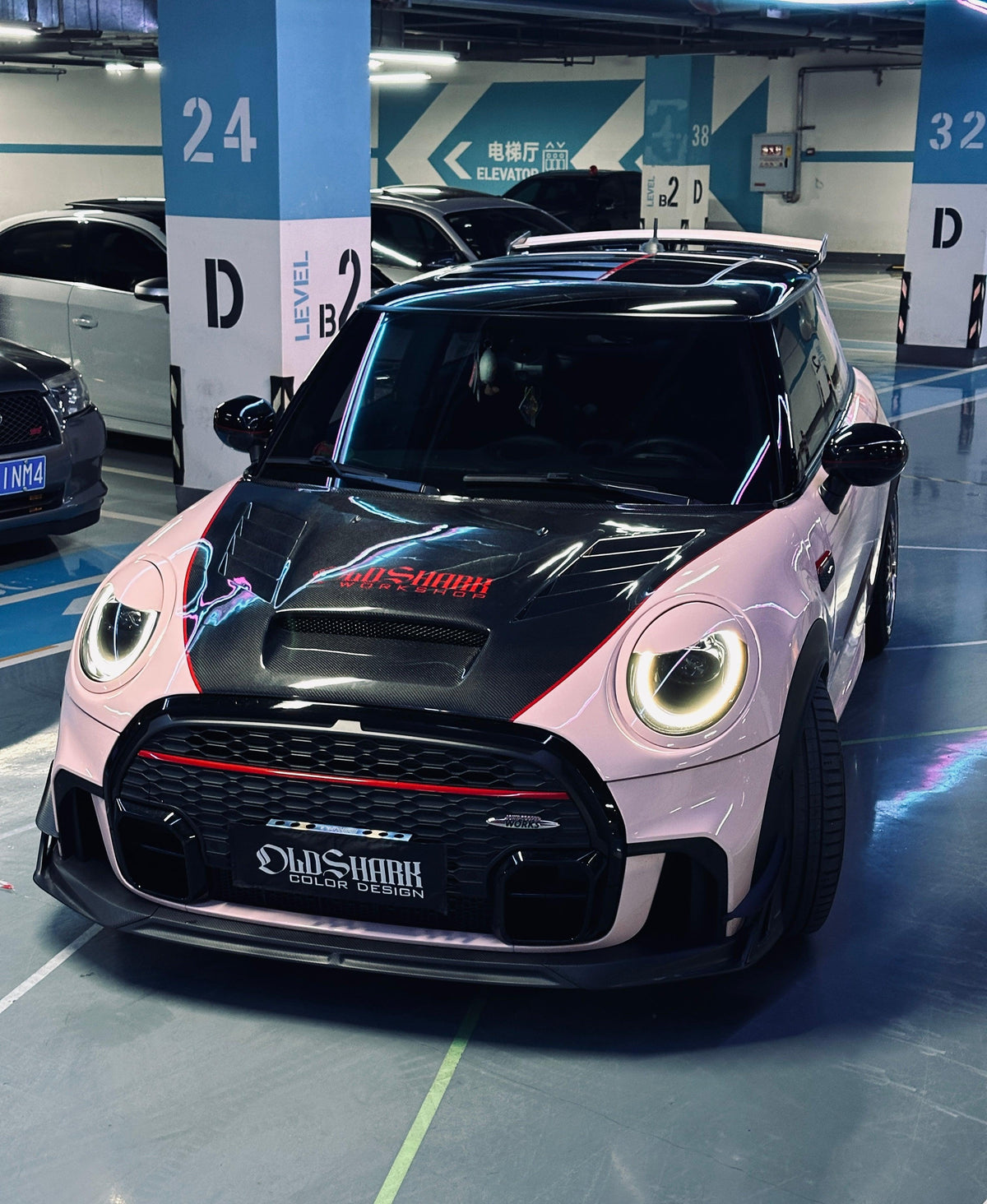 MINI Cooper JCW (John Cooper Works) F56 & Cooper (All Models) LCI 2022 2023 2024 with Aftermarket Parts - AE Style Hood?Carbon Fiber?from ArmorExtend