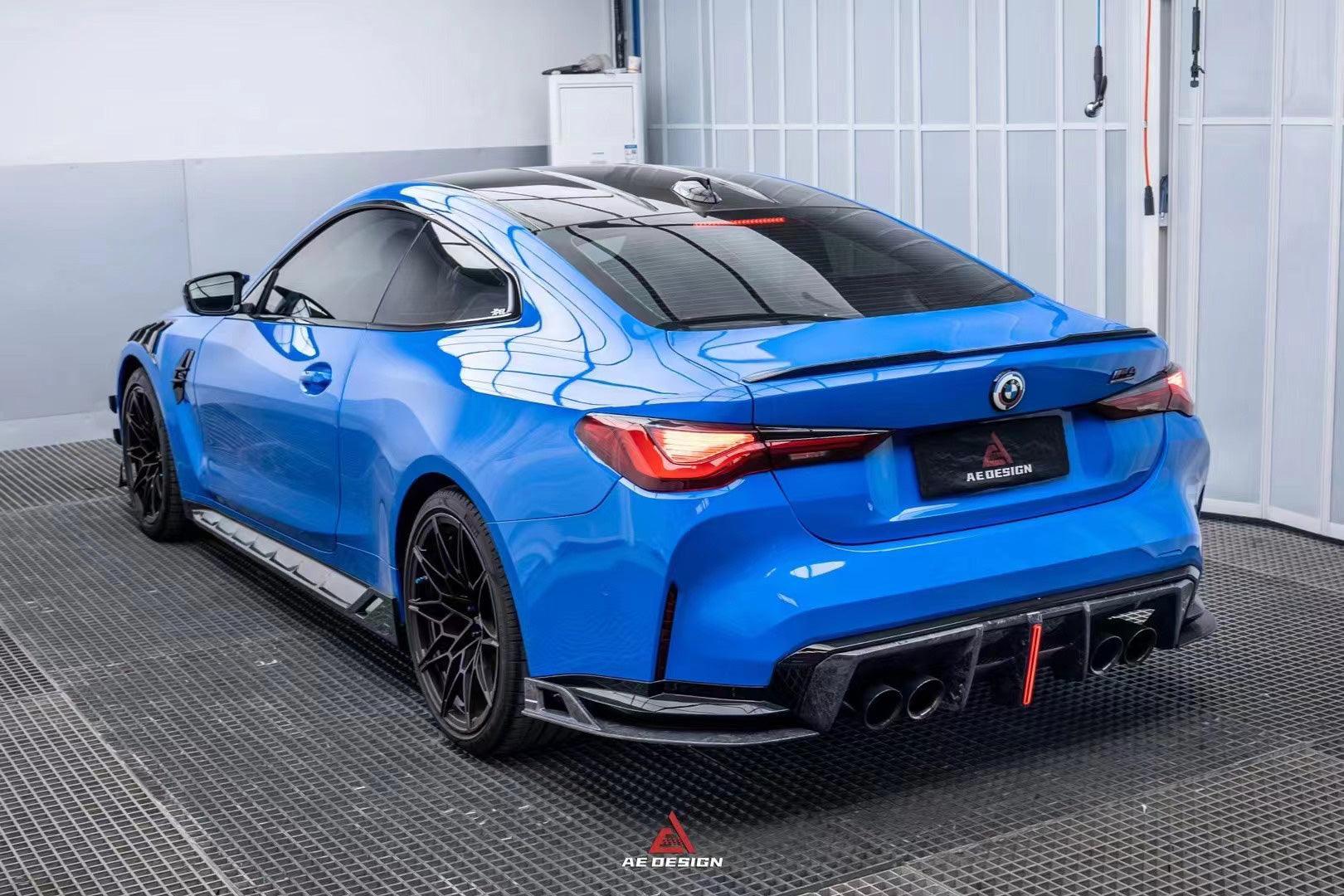 BMW M3 G80 G81 2021 2022 2023 2024 & M4 G82 G83 2021 2022 2023 2024 with Aftermarket Parts - AE Style Side Skirts Carbon Fiber?from ArmorExtend