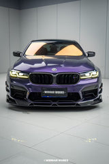 BMW M5 / M5C F90 Pre-LCI 2018 2019 2020 & M5 / M5C F90 LCI 2021 2022 2023 2024 With Aftermarket Parts - AE Lower Lip & Middle Lip?Carbon Fiber from ArmorExtend