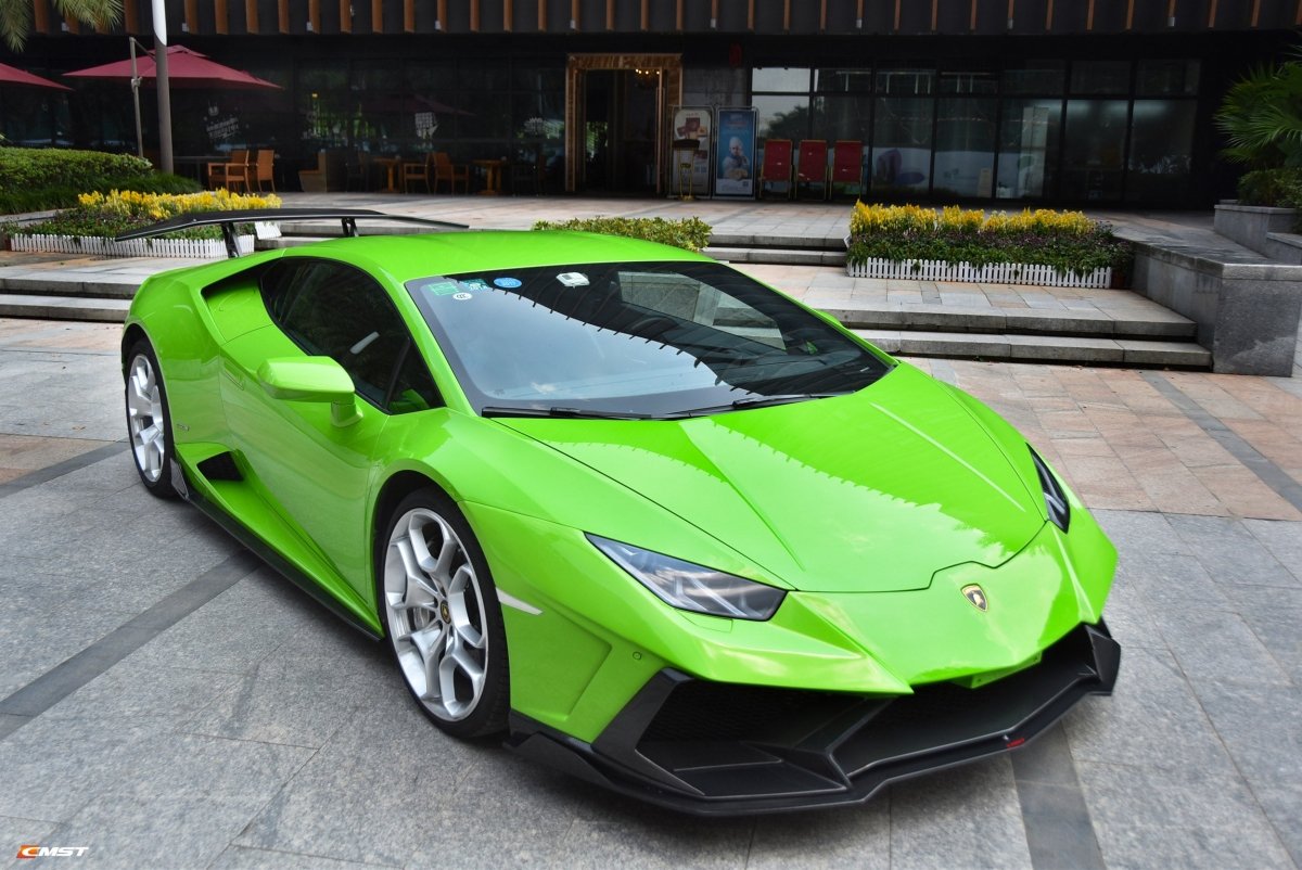 Lamborghini Huracan Tecnica Performante Evo LP610 LP580 2015-2024 with Aftermarket Parts - Front Bumper Set Carbon Fiber / FRP from CMST Tuning