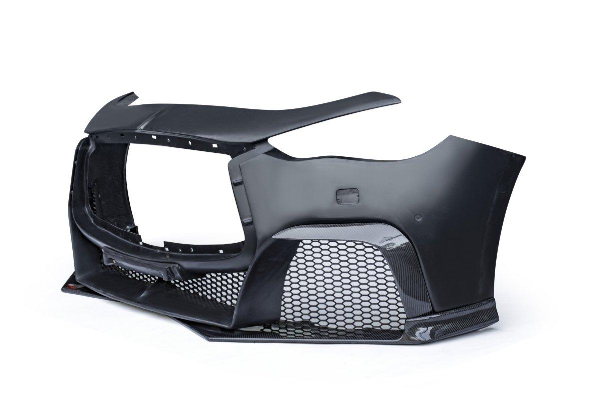 Infiniti Q50 Red Sport 400 Luxe Sensory Signature Premium Pure 2014-ON with Aftermarket Parts - Project Black S Concept Style Front Bumper & Lip Carbon Fiber / FRP from CMST Tuning
