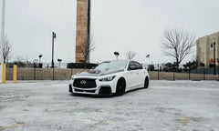 Infiniti Q50 Red Sport 400 Luxe Sensory Signature Premium Pure 2014-ON with Aftermarket Parts - Project Black S Concept Style Front Bumper & Lip Carbon Fiber / FRP from CMST Tuning
