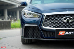 Infiniti Q50 Red Sport 400 Luxe Sensory Signature Premium Pure 2014-ON with Aftermarket Parts - Project Black S Concept Style Front Bumper & Lip Carbon Fiber / FRP from CMST Tuning
