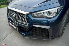 Infiniti Q50 Red Sport 400 Luxe Sensory Signature Premium Pure 2014-ON with Aftermarket Parts - Project Black S Concept Style Front Bumper & Lip Carbon Fiber / FRP from CMST Tuning
