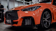 Infiniti Q50 Red Sport 400 Luxe Sensory Signature Premium Pure 2014-ON with Aftermarket Parts - Project Black S Concept Style Front Bumper & Lip Carbon Fiber / FRP from CMST Tuning
