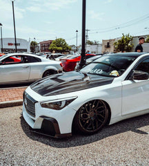 Infiniti Q50 Red Sport 400 Luxe Sensory Signature Premium Pure 2014-ON with Aftermarket Parts - Project Black S Concept Style Front Bumper & Lip Carbon Fiber / FRP from CMST Tuning

