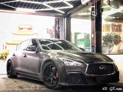 Infiniti Q50 Red Sport 400 Luxe Sensory Signature Premium Pure 2014-ON with Aftermarket Parts - Project Black S Concept Style Front Bumper & Lip Carbon Fiber / FRP from CMST Tuning
