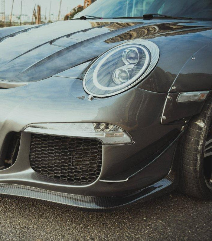 Porsche 997.1 911 Carrera/S/4S 2005 2006 2007 2008 & 997.1 911 Carrera/S/4S 2009 2010 2011 2012 & (Designed to be installed together only with CMST GT3 conversion kit bumper) with Aftermarket Parts - Front Canards Carbon Fiber / FRP from CMST Tuning