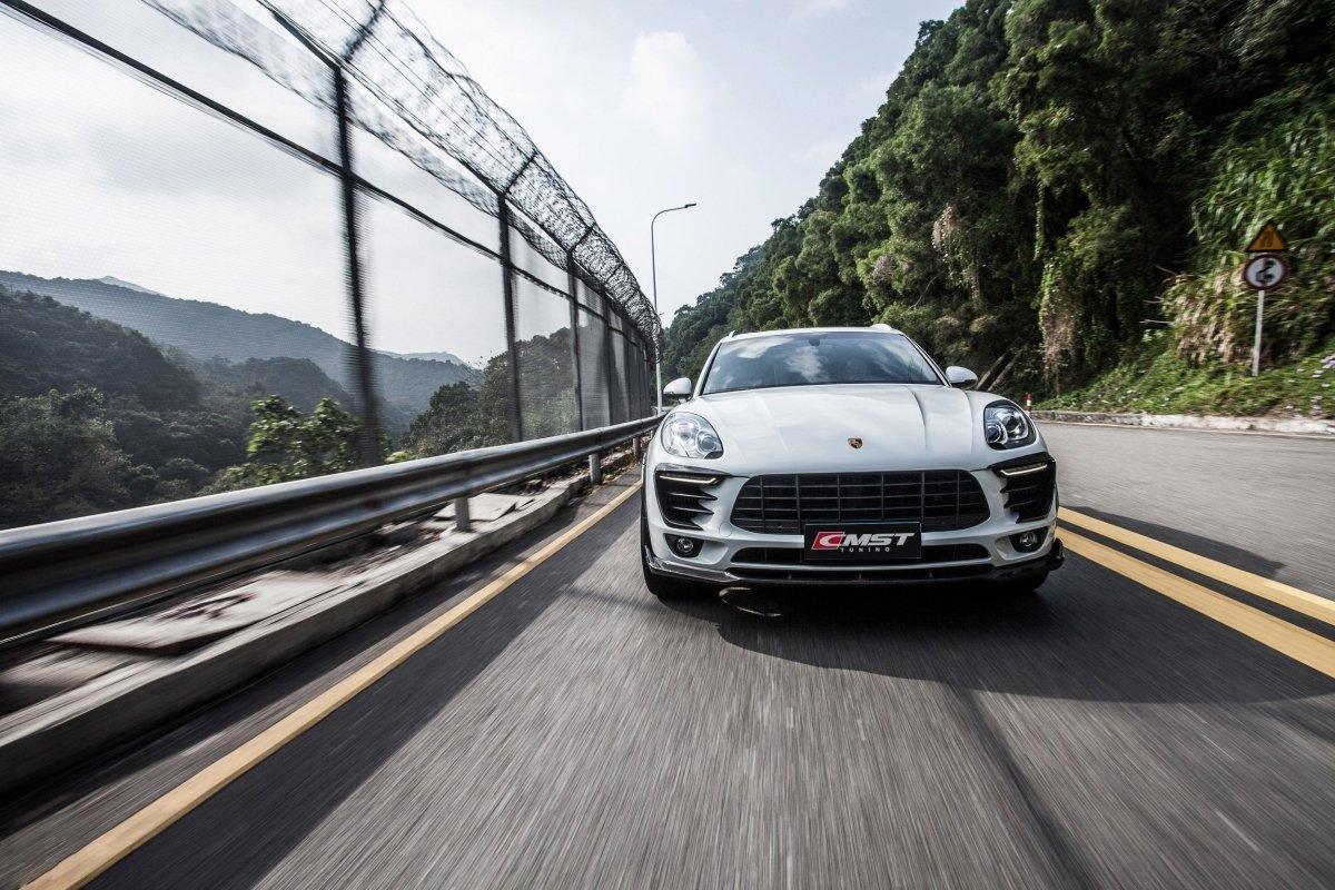 Porsche Macan 95B.1 Base/S 2015-2018 with Aftermarket Parts - Carbon Fiber & FRP Front Lip from CMST Tuning

