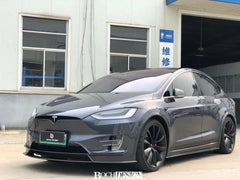 Tesla Model X P100D 100D 90D 75D 60D Performance Long Range Base 2016-2021 with Aftermarket Parts - Front Lip Splitter Carbon Fiber / FRP from CMST Tuning
