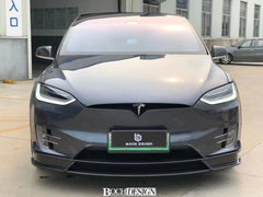 Tesla Model X P100D 100D 90D 75D 60D Performance Long Range Base 2016-2021 with Aftermarket Parts - Front Lip Splitter Carbon Fiber / FRP from CMST Tuning
