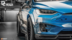 Tesla Model X P100D 100D 90D 75D 60D Performance Long Range Base 2016-2021 with Aftermarket Parts - Front Lip Splitter Carbon Fiber / FRP from CMST Tuning
