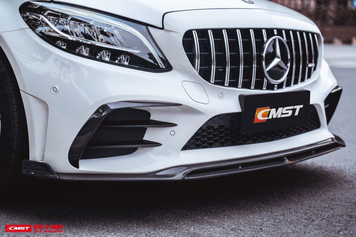 Mercedes Benz AMG C43 C300 W205 2019-2023 (C300 requires sports package front bumper) with Aftermarket Parts - Front Lip Splitter Carbon Fiber / FRP from CMST Tuning
