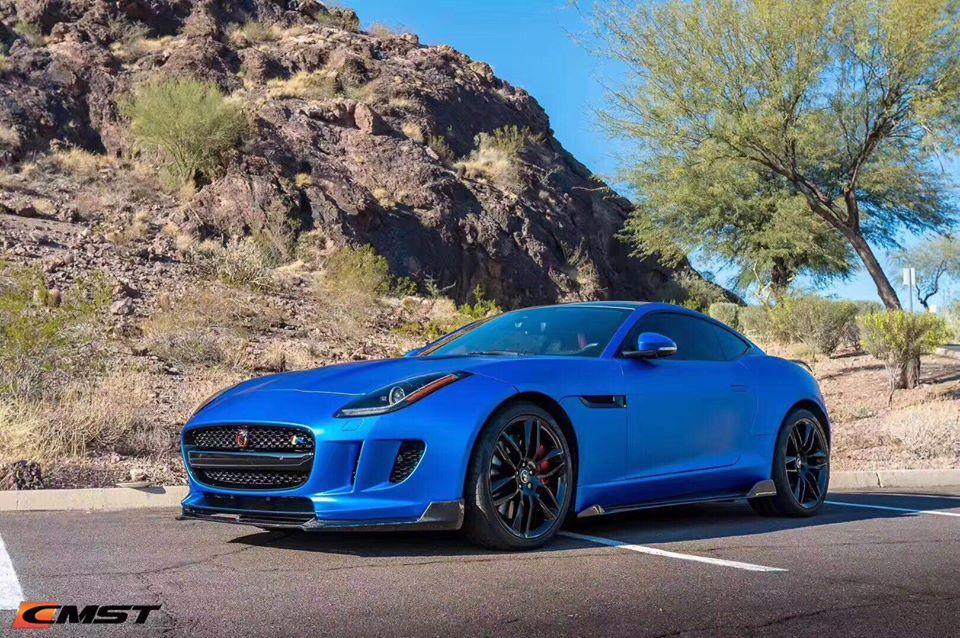 Jaguar F-Type SVR R S Base 2014-2020 with Aftermarket Parts - Front Lip Splitter Carbon Fiber / FRP from CMST Tuning