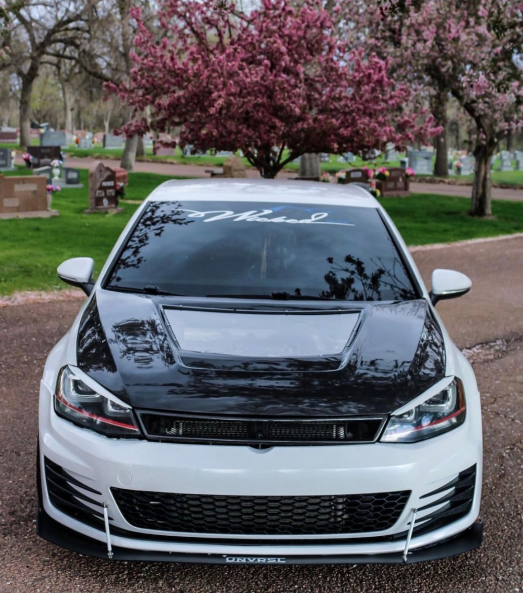 Volkswagen Golf R GTI Base MK7 MK7.5 2015-2021 with Aftermarket Parts - V2 Clearview Glass Style Hood Bonnet Carbon Fiber / FRP from CMST Tuning