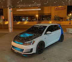 Volkswagen Golf R GTI Base MK7 MK7.5 2015-2021 with Aftermarket Parts - V2 Clearview Glass Style Hood Bonnet Carbon Fiber / FRP from CMST Tuning