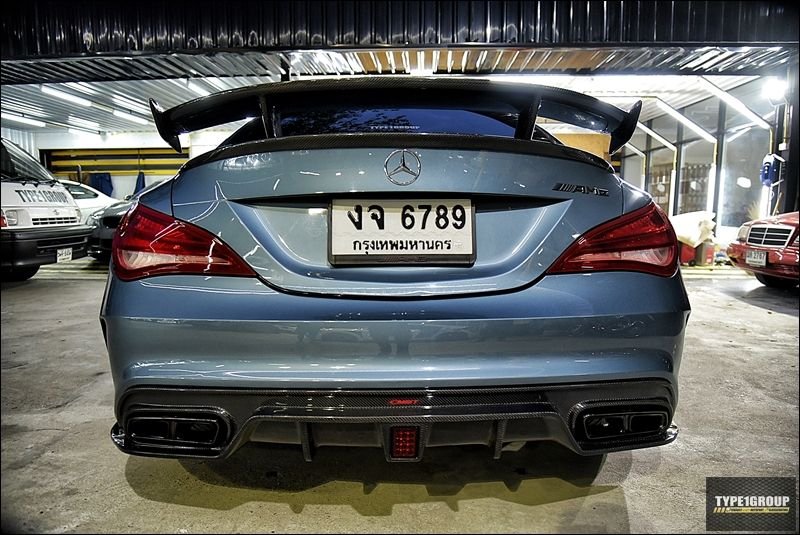 Mercedes Benz CLA45 AMG CLA250 C117 2014-2019 (fitment for CLA250 requires sport package bumper) with Aftermarket Parts - Rear Diffuser Carbon Fiber / FRP from CMST Tuning