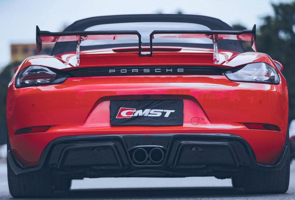Porsche 718 Cayman Boxster Base S T GTS 2017-ON with Aftermarket Parts - V2 Style Rear Diffuser Carbon Fiber / FRP from CMST Tuning