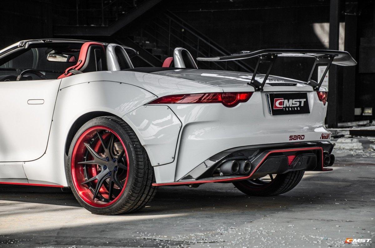 Jaguar F-Type SVR R S Base 2014-ON with Aftermarket Parts - V2 Style Rear Spoiler Wing Carbon Fiber / FRP from CMST Tuning
