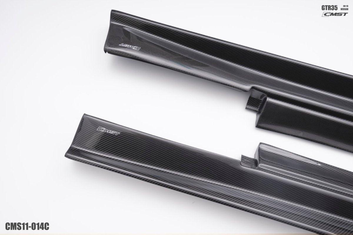 Nissan GTR Nismo T-Spec Black Edition Track Eidtion Premium Pure 2008-2024 with Aftermarket Parts - Stage 2 Style Side Skirts Carbon Fiber / FRP from CMST Tuning
