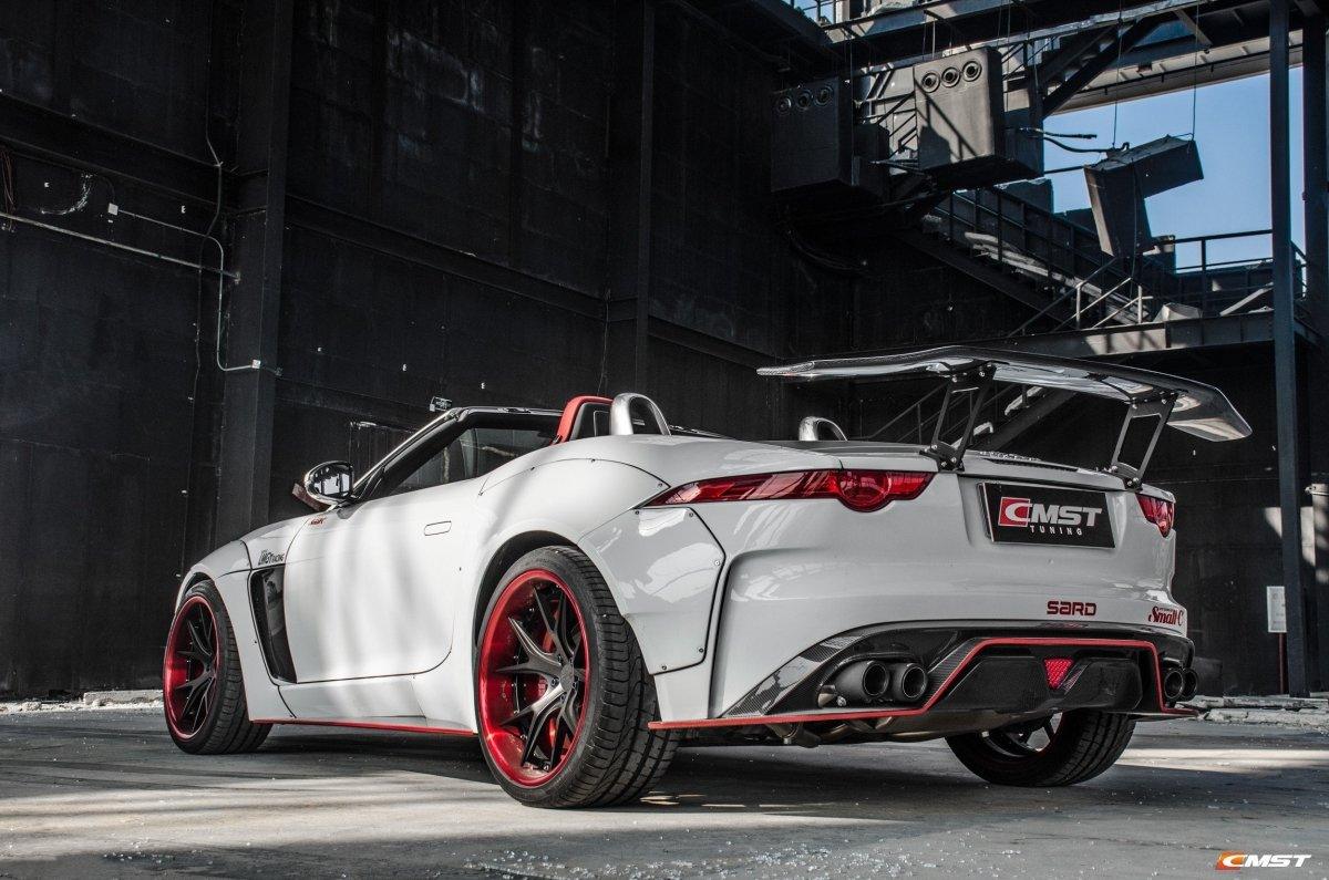 Jaguar F-Type SVR R S Base 2014-2020 with Aftermarket Parts - Widebody Style Side Skirts Carbon Fiber / FRP from CMST Tuning