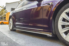 Tesla Model S 2nd Gen late 2016-early 2021 with Aftermarket Parts - V1 Style Side Skirts Carbon Fiber / FRP from CMST Tuning