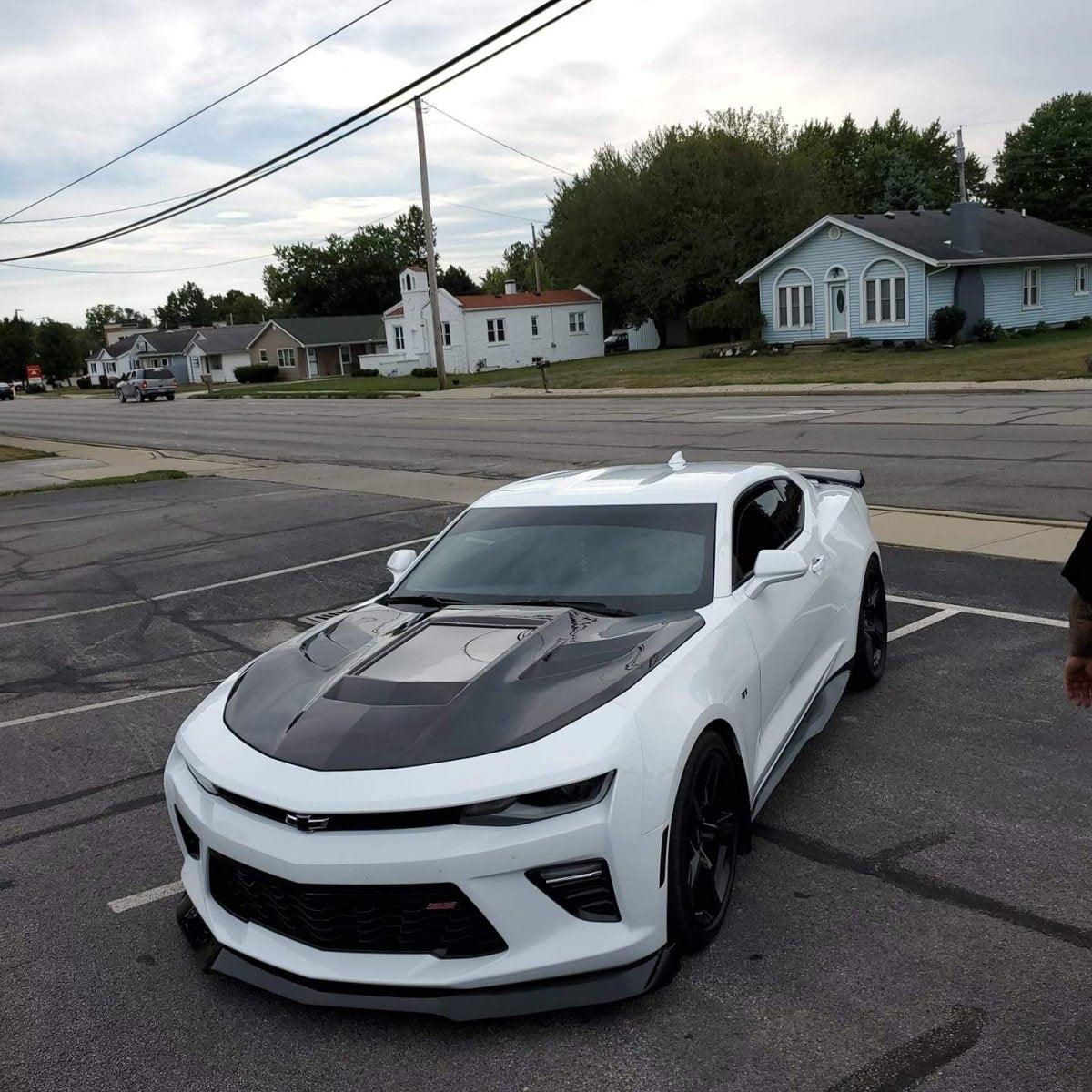 Camaro 6th Gen Z/28 2SS 1SS 3LT 2LT 1LT 2LS 1LS 2015-2024 & Camaro 6th Gen ZL1 2017-2024 with Aftermarket Parts - V2 Tempered Glass Clearview Style Hood Bonnet Carbon Fiber / FRP from CMST Tuning
