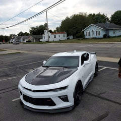 Camaro 6th Gen Z/28 2SS 1SS 3LT 2LT 1LT 2LS 1LS 2015-2024 & Camaro 6th Gen ZL1 2017-2024 with Aftermarket Parts - V2 Tempered Glass Clearview Style Hood Bonnet Carbon Fiber / FRP from CMST Tuning
