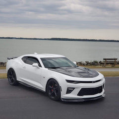 Camaro 6th Gen Z/28 2SS 1SS 3LT 2LT 1LT 2LS 1LS 2015-2024 & Camaro 6th Gen ZL1 2017-2024 with Aftermarket Parts - V2 Tempered Glass Clearview Style Hood Bonnet Carbon Fiber / FRP from CMST Tuning
