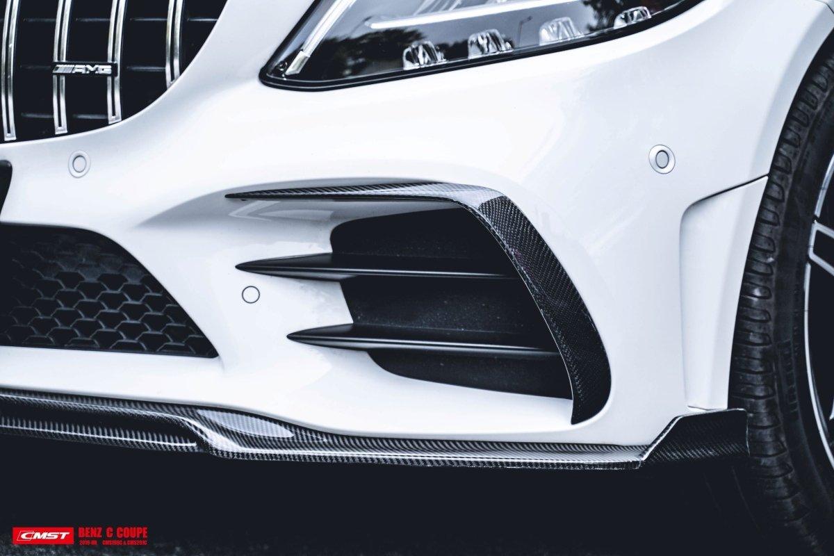 Mercedes Benz AMG C43 C300 W205 2019-2023 (C300 requires sports package front bumper) with Aftermarket Parts - Upper Valences Carbon Fiber / FRP from CMST Tuning
