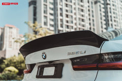 BMW 3 Series 330i M340i G20 G28 Pre-LCI 2020-2022 & 3 Series 330i M340i G20 G28 LCI 2023-ON & M3 G80 2021-ON with Aftermarket Parts - Vacuumed Carbon & FRP Rear Duck Bill Tail Spoiler from CMST Tuning
