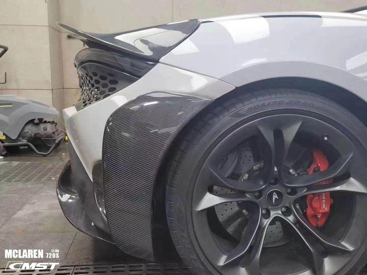 McLaren 720s 2018-2023 with Aftermarket Parts - 765lt Conversion Style Rear Bumper & Rear Diffuser & Rear Canards Carbon Fiber / FRP from CMST Tuning