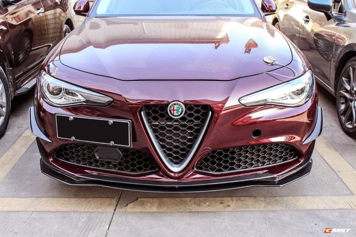 Alfa Romeo Giulia Base Lusso 2017 2018 2019 2020 2021 with Aftermarket Parts - Front Canards Carbon Fiber / FRP from CMST Tuning