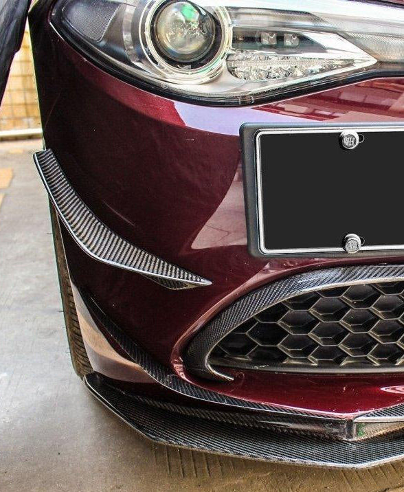 Alfa Romeo Giulia Base Lusso 2017 2018 2019 2020 2021 with Aftermarket Parts - Front Canards Carbon Fiber / FRP from CMST Tuning
