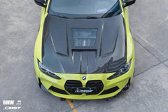 BMW M3/M3C G80 G81 2021-ON & M4/M4C G82/G83 2021-ON with Aftermarket Parts - V1 Clearview Glass Style Carbon Fiber & FRP Hood Bonnet from CMST Tuning