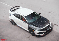 Honda Civic Type-R FK8 2017-2021 with Aftermarket Parts - V2 Vented Style Hood Bonnet Carbon Fiber / FRP from CMST Tuning 