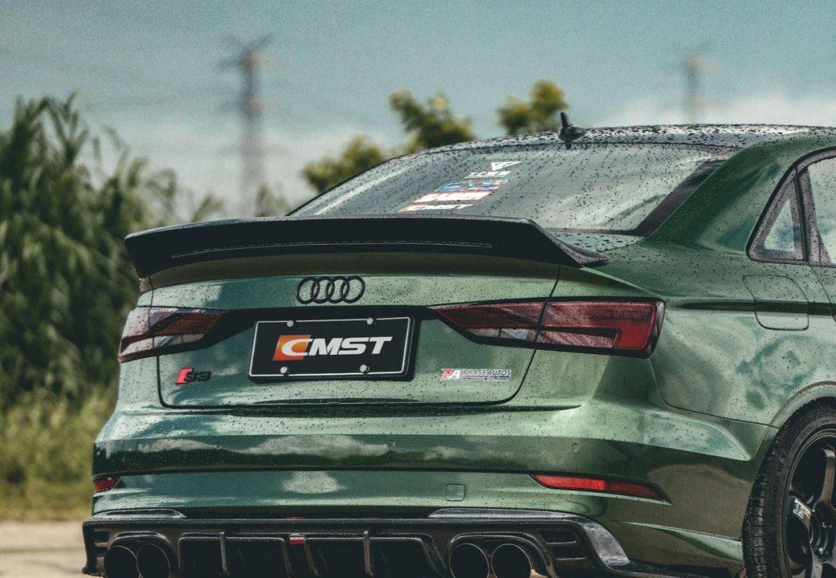 Audi RS3 S3 A3 8V/8V.5 2014 2015 2016 2017 2018 2019 2020 with Aftermarket Parts - V2 Style Rear Spoiler Carbon Fiber from CMST Tuning
