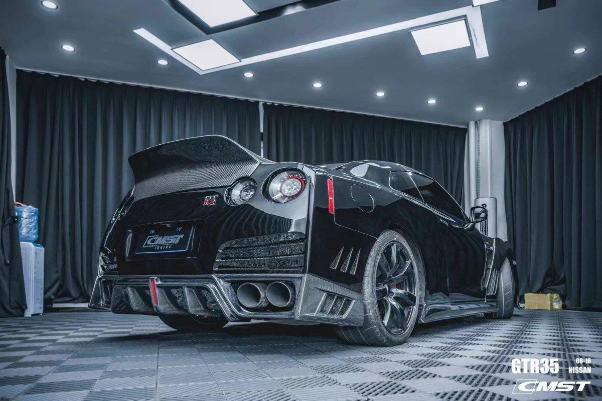 Nissan GTR Nismo T-Spec Black Edition Track Eidtion Premium Pure 2008-2023 with Aftermarket Parts - Extreme Ducktail Style Trunk Lid Carbon Fiber / FRP from  CMST Tuning